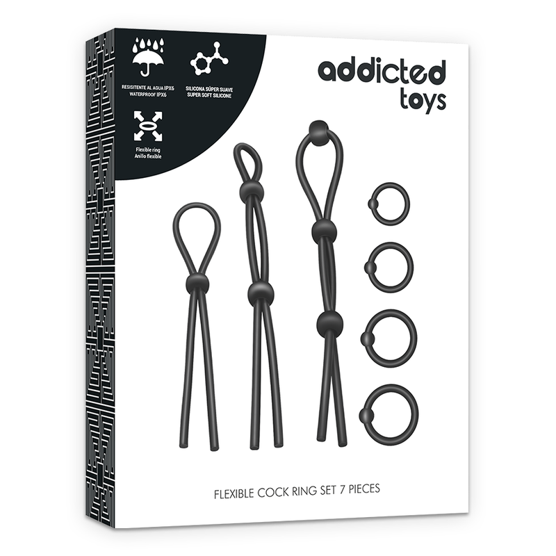 ADDICTED TOYS - ENSEMBLE DANNEAU PÉNIAL FLEXIBLE EN SILICONE 7 PIÈCES