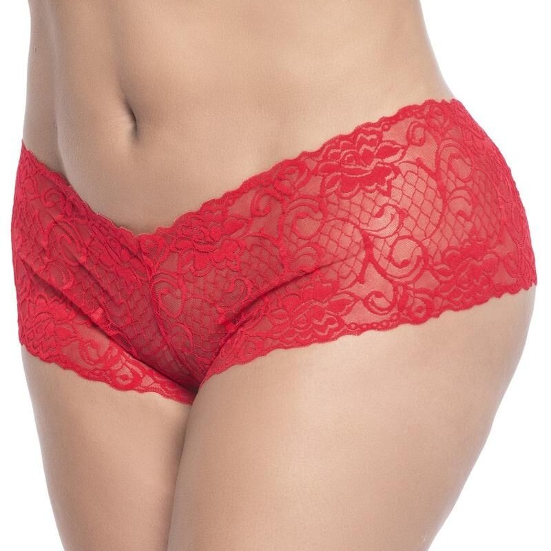 shorty rouge grande taille ouvert - lingerie mapalé pas cher