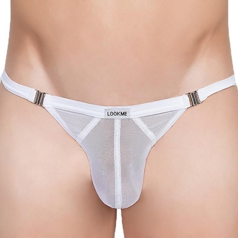 string blanc en résille sexy pour homme - lingerie sexy homme pas cher