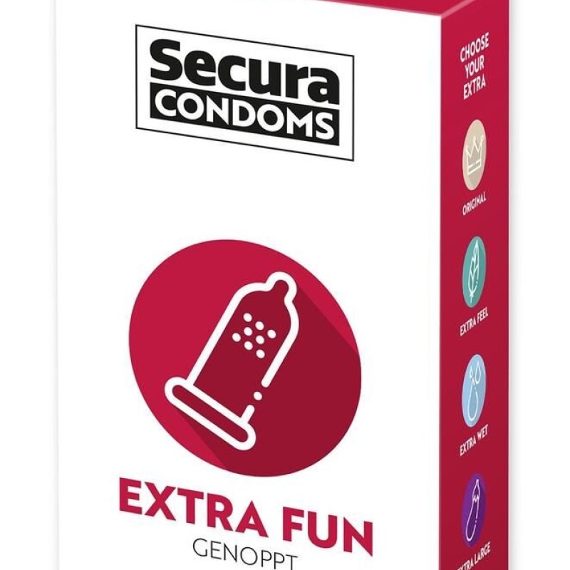 Préservatifs en latex avec picots x12 Extra Fun 53 mm  - Secura