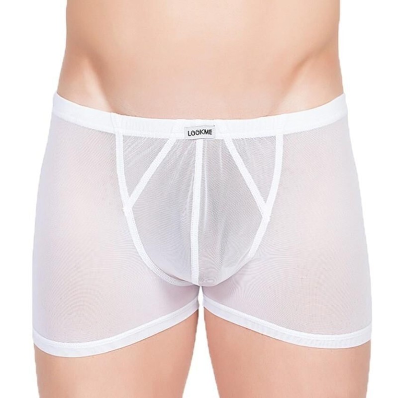 boxer blanc en résille sexy pour homme - lingerie sexy homme pas cher