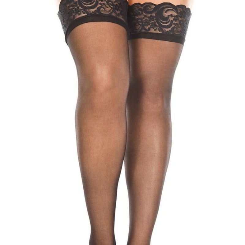 bas noir grande taille en voile noir de la marque music leg de chez votre en de bas et collants sexy