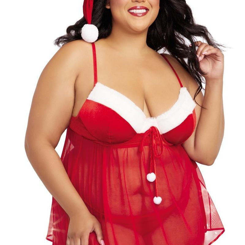 Costume mère noël grande taille 3 pièces - Dreamgirl