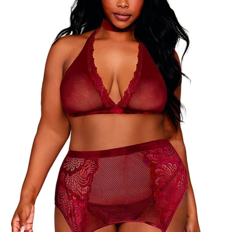 Ensemble 4 pièces grande taille rouge bordeaux - Dreamgirl