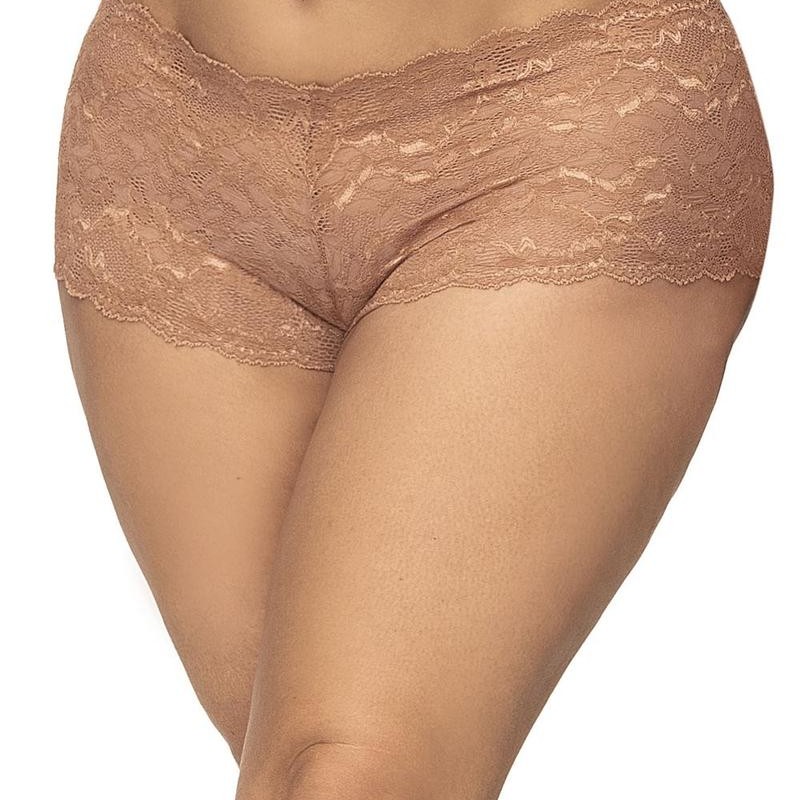 Shorty en dentelle couleur taupe grande taille - Mapalé