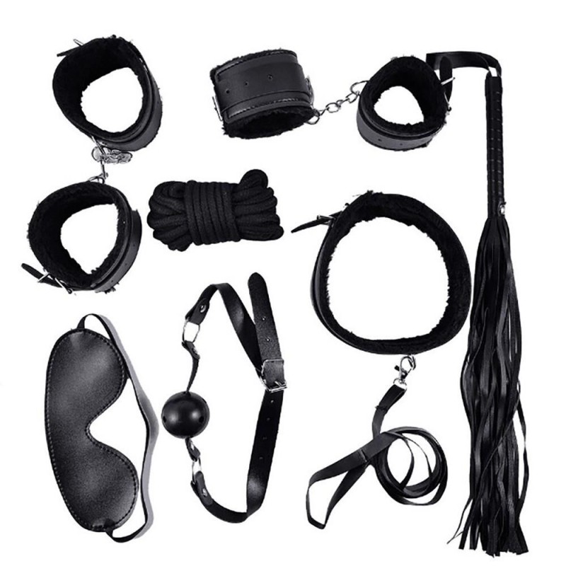 Kit soumission noir composé de 10 articles pour s'initier au BDSM pas cher