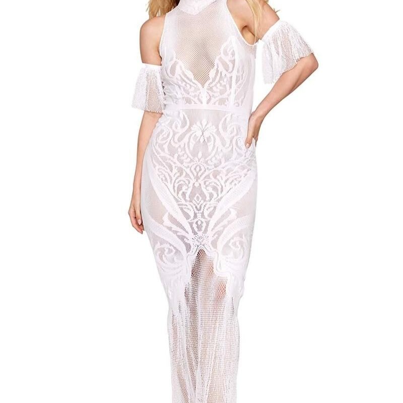 Robe en résille et dentelle blanche - Dreamgirl