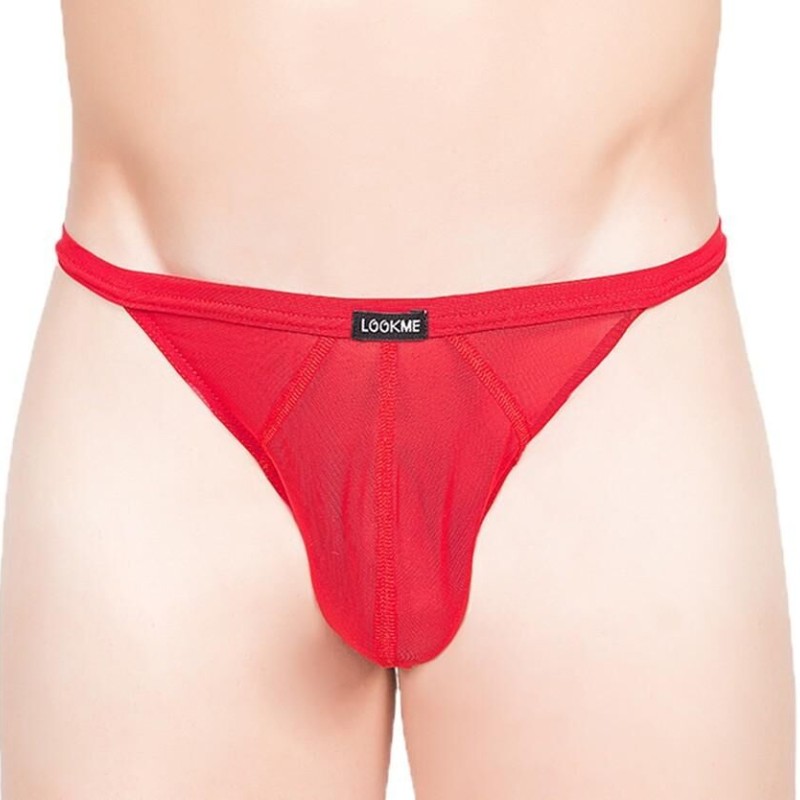 tanga rouge en résille sexy pour homme - lingerie sexy homme pas cher