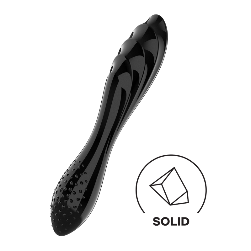 Gode en verre borosilicaté massif noir "Dazzling Crystal 1" - Satisfyer