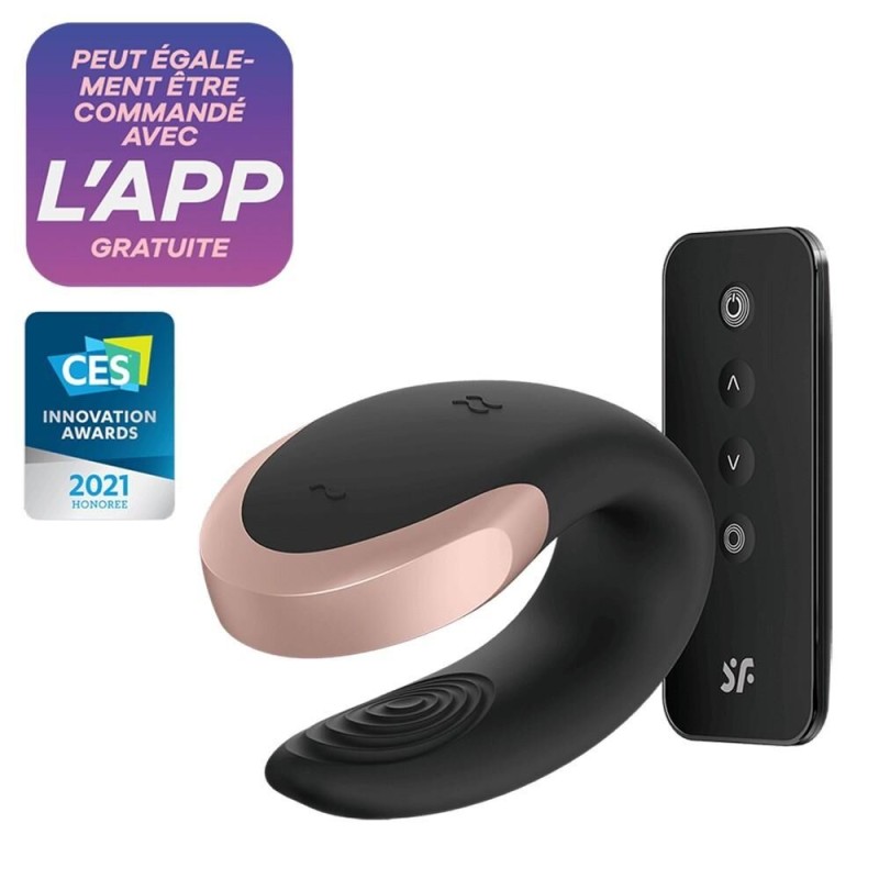 Vibromasseur connecté pour couple avec télécommande Double Love noir Satisfyer