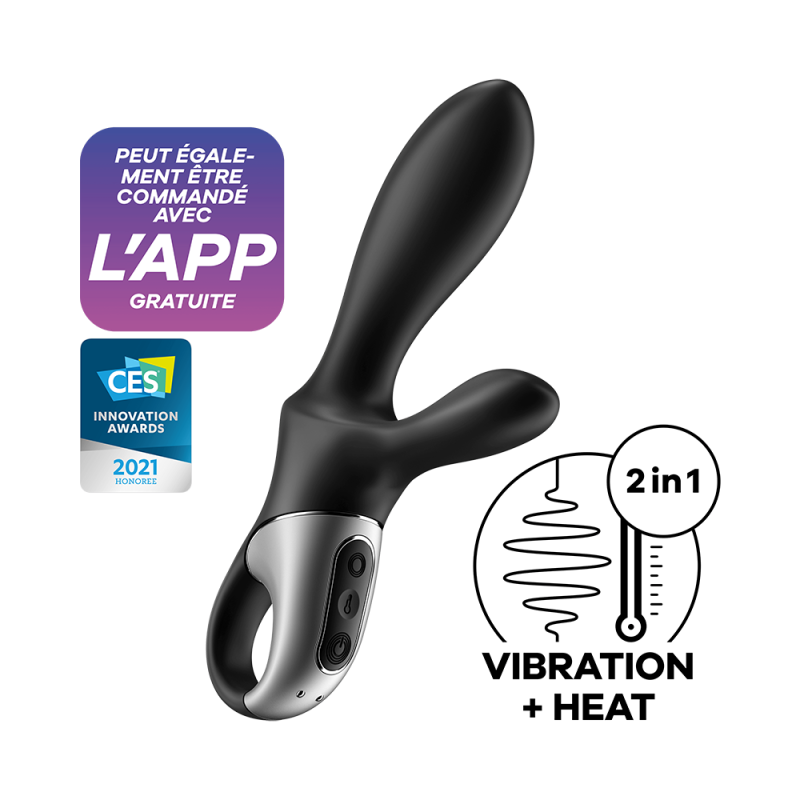 Vibromasseur noir USB, chauffant, connecté Heat Climax de love city