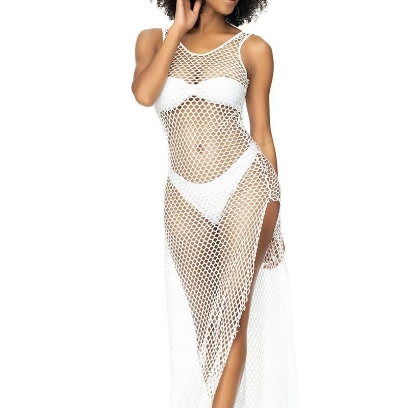 Robe de plage grosse résille blanche - Mapalé