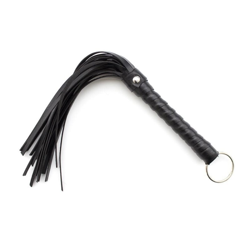 Fouet noir lanières similicuir - accessoires BDSM pas cher