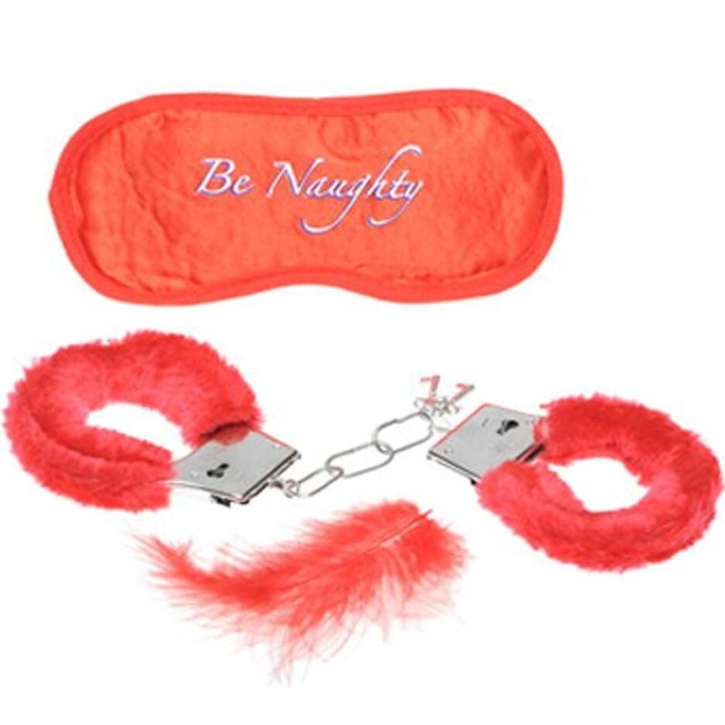 Accessoires couple plume menottes rouge loup