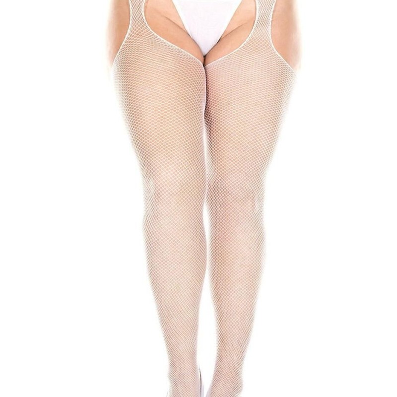  lingerie grande taille : collant résille blanc