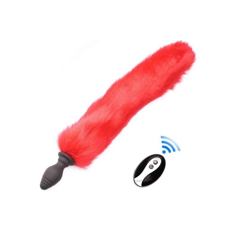 Plug Queue Vibrant Fox Tail Vibe 6.5 x 3.2cm - Queue 40cm Rouge