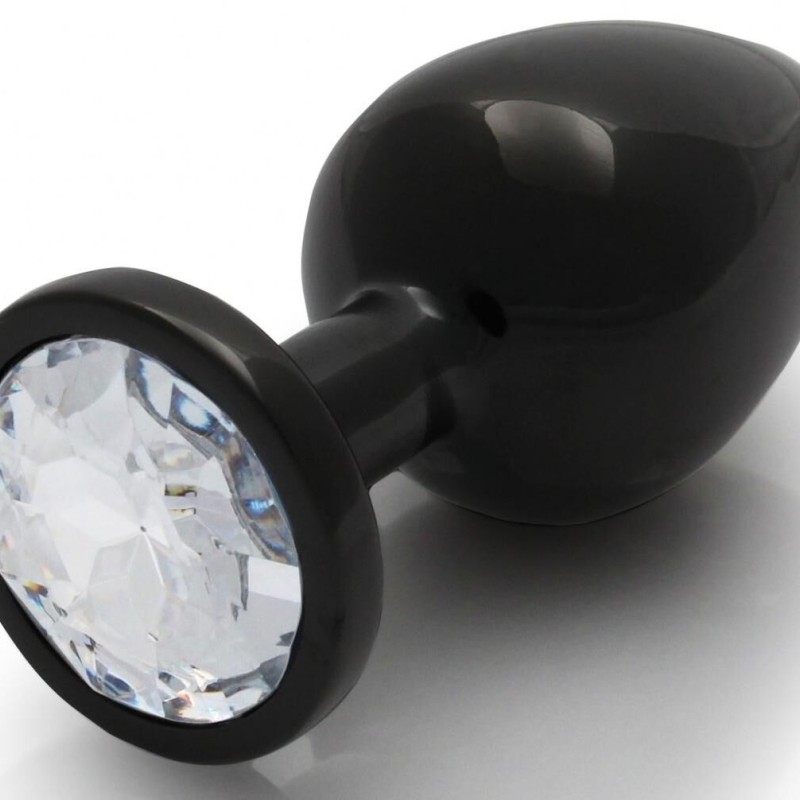 Bijou anal Round Gem L 8 x 4cm Noir-Transparent