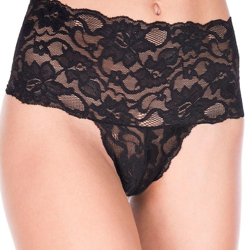  music legs : tanga string noir grande taille haute